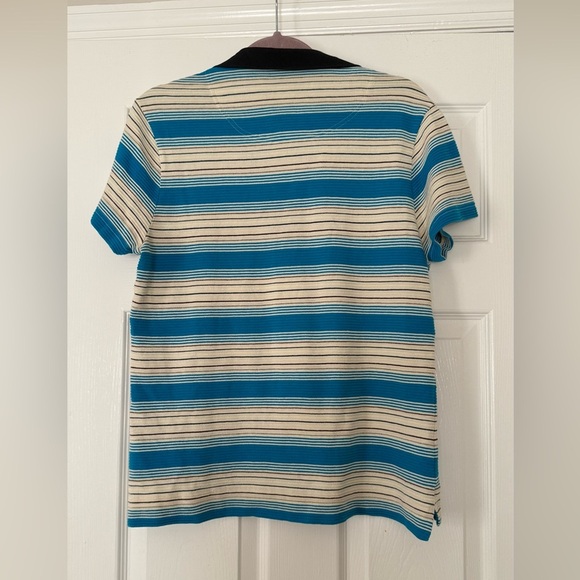 Orlebar Brown Polo Shirt Men’s Blue Cream Striped Size Large - Picture 5 of 5